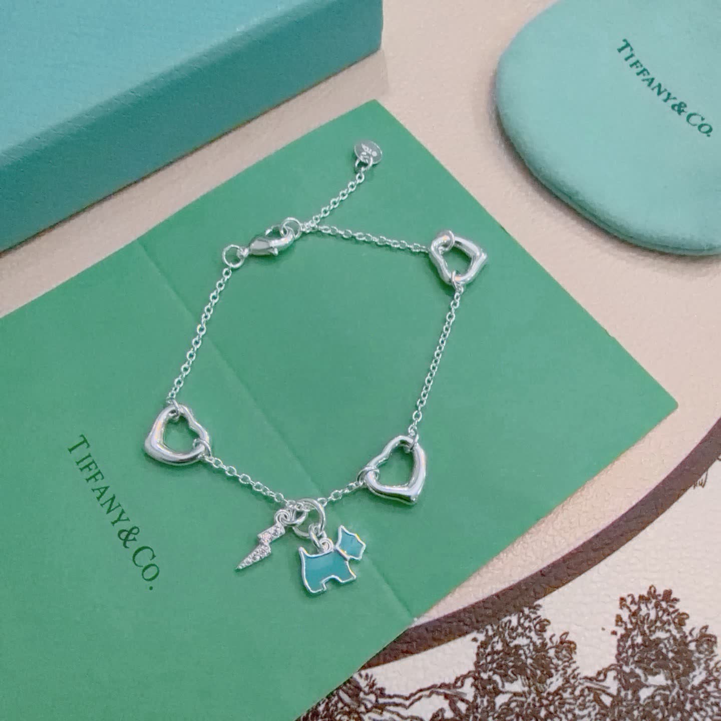 Tiffany & Co. Blue Enamel Dog Charm Bracelet Tiffany & Co. Blue Enamel Dog Charm Bracelet